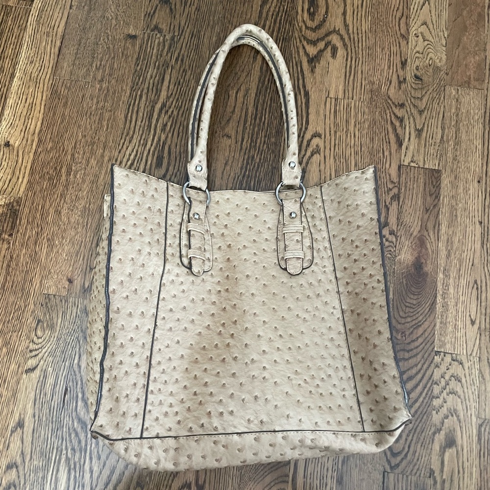 Merona Faux Ostrich Skin Tan Purse